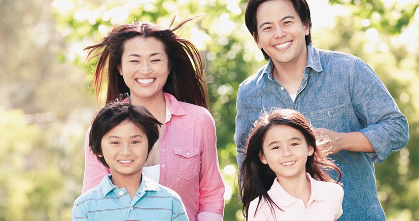 Cute family smiling